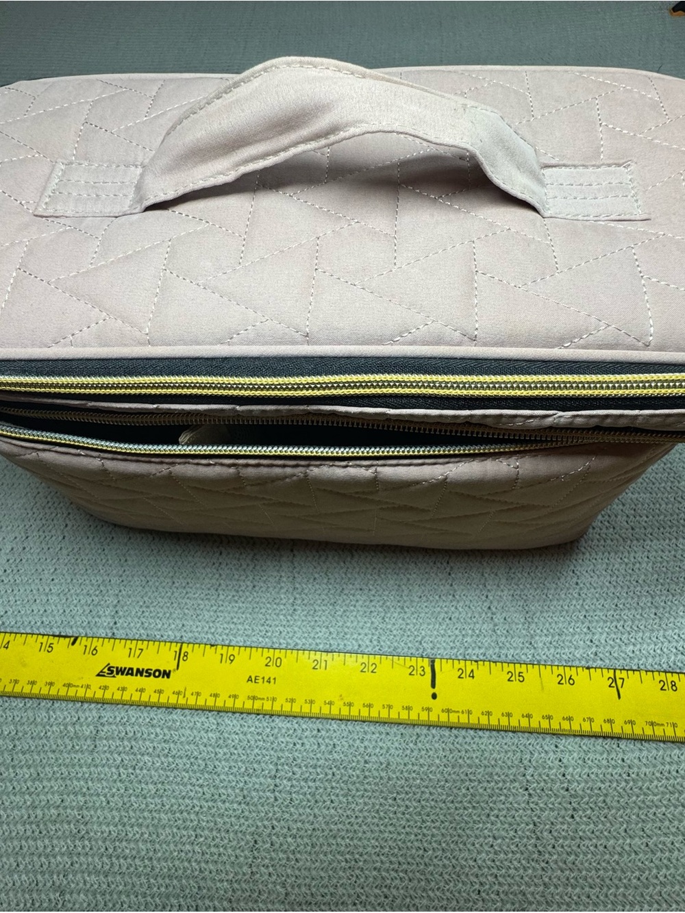 Quilted Light Pink Cosmetic Carry Case with Top Handle